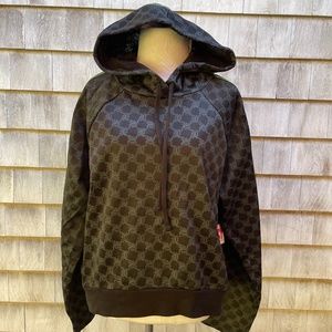 NWT Juicy Couture Womens Woven Logo Pullover Hoodie Zippered Sleeve Sz L 90s Y2K